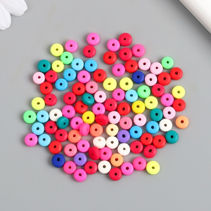 Бусины для творчества PVC Бусины для творчества PVC "Колечки. Яркий микс" набор 112 шт 0,7х0,7х0,3 см