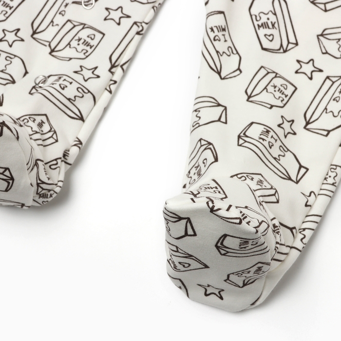 Комбинезон детский закрытые ножки, цвет белый/молоко, рост 74 см