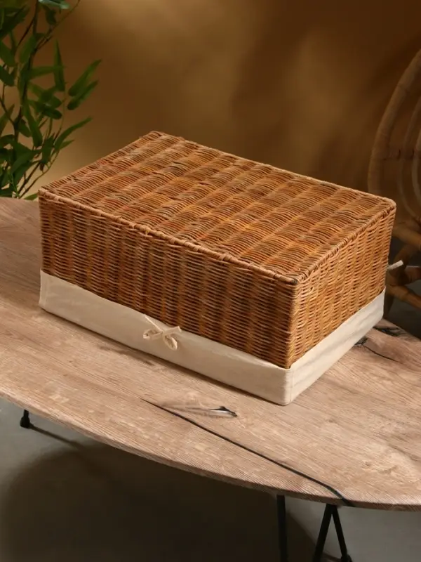 Корзинка прямоугольная с тканевым подкладом, 44×30×20 см, ротанг Корзинка прямоугольная с тканевым подкладом, 44×30×20 см, ротанг