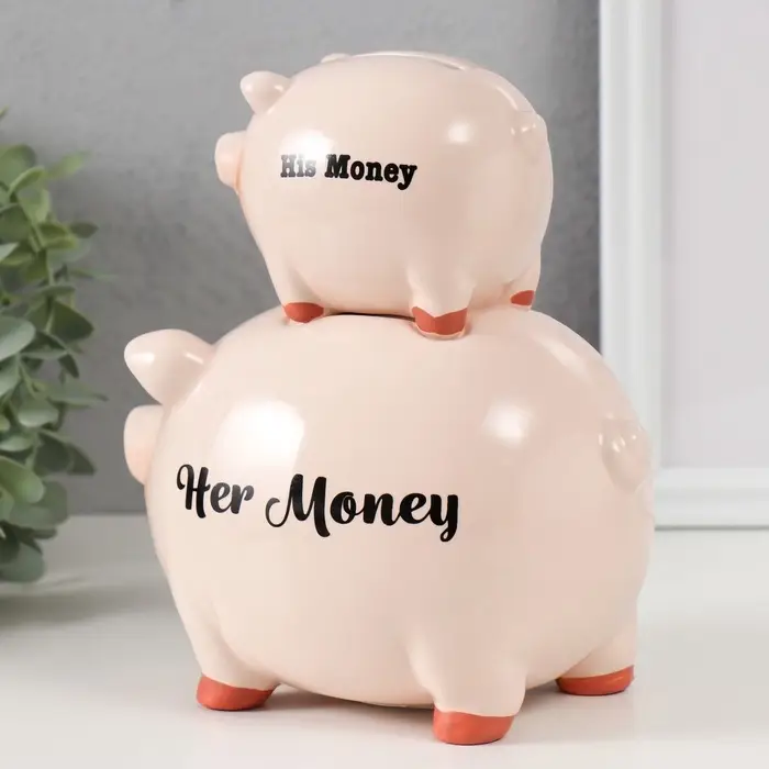 Копилка для денег &laquo;Две свинки - пирамида&raquo;, керамика, 19.5&times;12&times;18.8 см