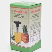 Нож фигурный для ананаса/нарезки фруктов, 9&times;25 см, нержавеющая сталь, чёрный