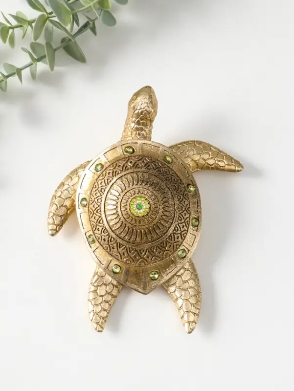 Сувенир полистоун "Черепаха с узорами на панцире" золото 13,8х16х4,7 см
