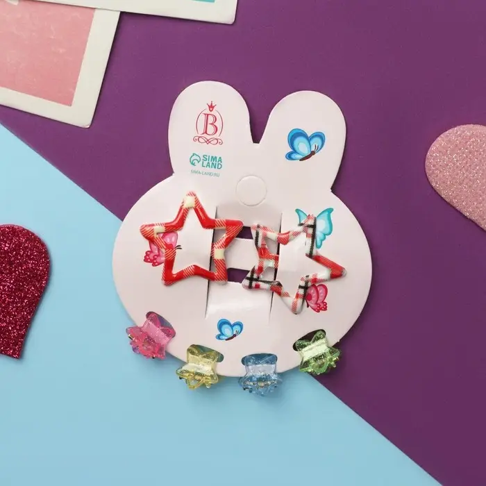 Набор для волос Набор для волос "Маленькая звездочка" (2 невидимки,4 крабика) полосы