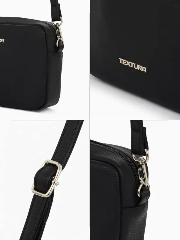Сумка женская кросс-боди TEXTURA на молнии, 20&times;7&times;15 см, чёрная