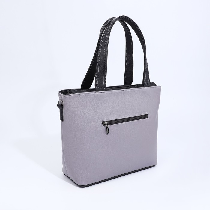 Сумка-тоут Сумка-тоут "Золотой дождь" на молнии, 2 наружных кармана, длинный ремень, цвет серый