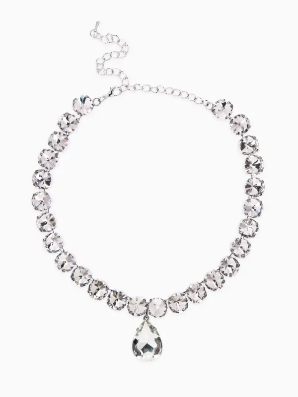 Колье &laquo;Драгоценность&raquo;, капля, белое в серебре, 34 см