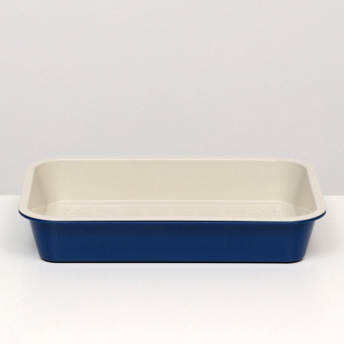 Туалет средний с сеткой 36 х 26 х 6,5 см, синий/бежевый Туалет средний с сеткой 36 х 26 х 6,5 см, синий/бежевый