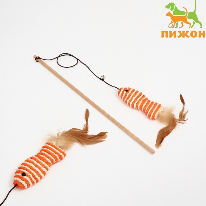 Дразнилка-удочка  Дразнилка-удочка "Рыбка из сизаля", 40 см