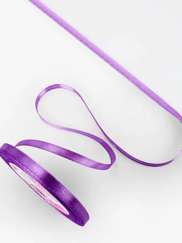 Лента атласная, 6 мм, 23±1 м, тёмно-фиолетовая Лента атласная, 6 мм, 23±1 м, тёмно-фиолетовая