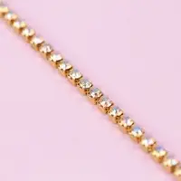 Цепь со стразами, с голографией, металл, стекло, 2 мм, 9&plusmn;1 м, цвет золотой