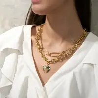 Цепь многослойная &laquo;Железное сердце&raquo;, 2 яруса, L=32 и 40 см, цвет золото
