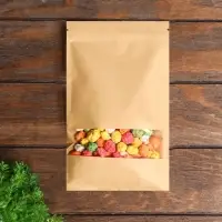 Пакет Zip - lock Крафт с прямоугольным окном, плоский, 16×26 см