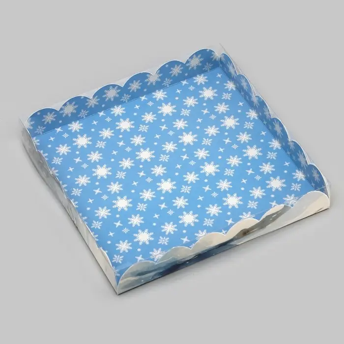 Коробка для печенья, кондитерская новогодняя упаковка, «Снеговик», 21×21×3 см Коробка для печенья, кондитерская новогодняя упаковка, «Снеговик», 21×21×3 см