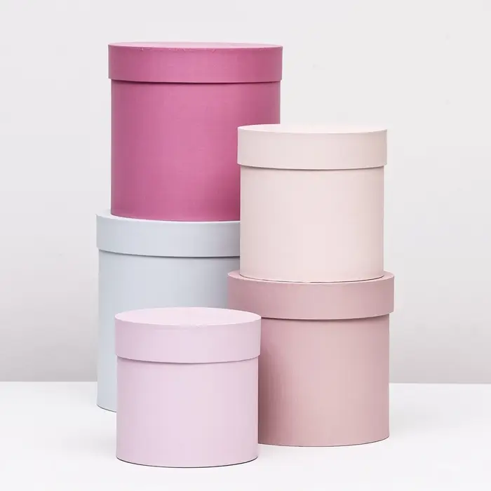 Набор шляпных подарочных коробок 5 в 1&laquo; Нежность&raquo;, 23&times;23 - 14&times;14 см