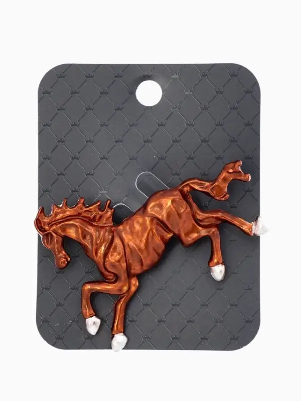 Брошь "Лошадь", конь степной, цвет коричневый в золоте