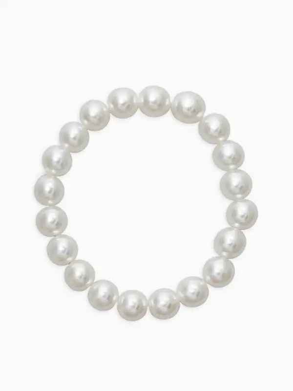 Браслет Браслет "Бусины жемчуга" (набор 3 шт), №10,12.14, цвет белый