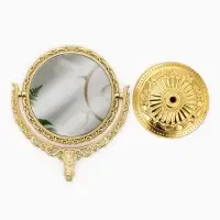 Зеркало декоративное, с увеличением х2, двустороннее, 13.8&times;17 см, (d=10 см), цвет золотой