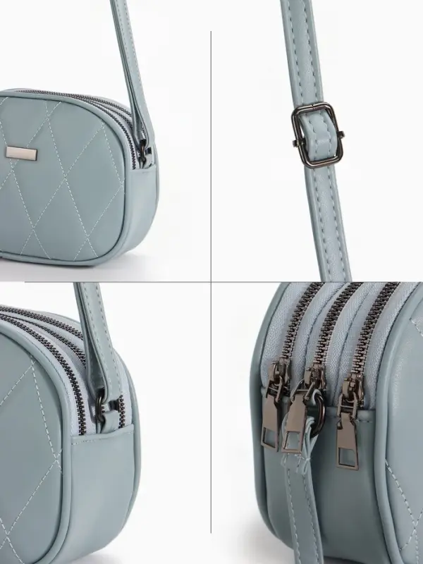 Сумка женская кросс-боди на молнии, 19&times;7&times;15 см, со стёжкой, серо-синяя