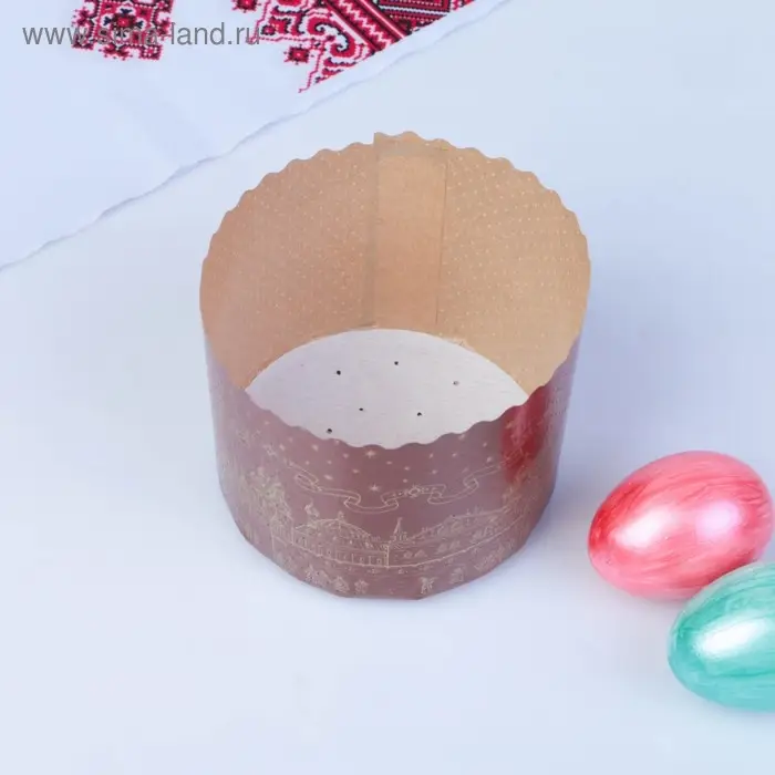 Форма бумажная для кулича  Форма бумажная для кулича "Храм золотой", 110 x 85 мм