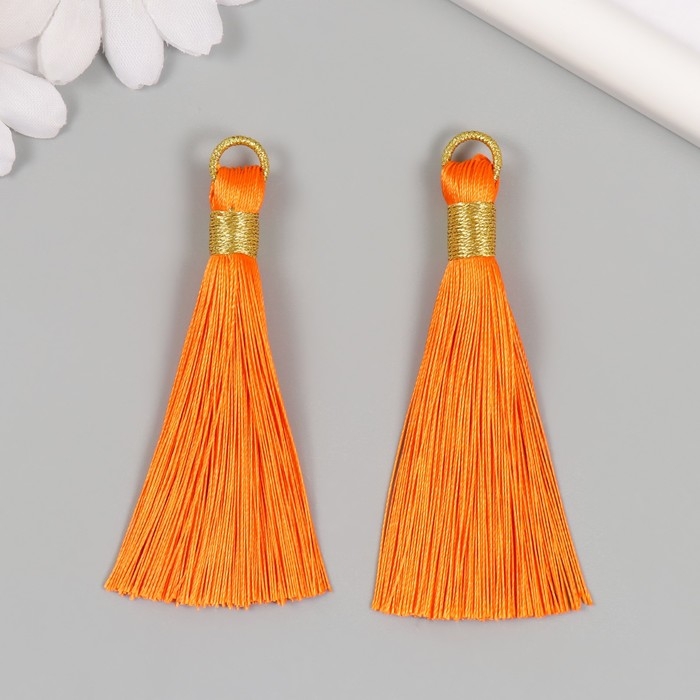 Декор для творчества текстиль Декор для творчества текстиль "Кисть. Оливия" оранжевый набор 2 шт 8х1,2 см