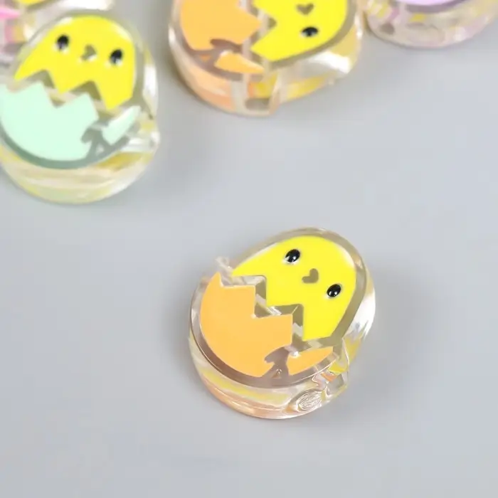 Бусина пластик "Летний бриз. Птенец в скорлупе" глянец МИКС 2,2х2,6х0,9 см