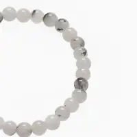 Браслет из бусин &laquo;Агат волосатик&raquo;, d=5 см, шар №6, белый