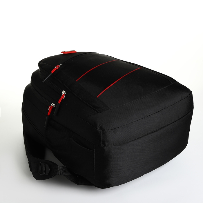 Рюкзак школьный из текстиля на молнии, 5 карманов, цвет чёрный/красный Рюкзак школьный из текстиля на молнии, 5 карманов, цвет чёрный/красный