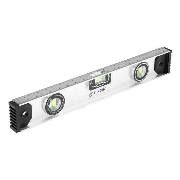 Уровень алюминиевый ТУНДРА &laquo;Рельс&raquo;, 3 глазка (1 поворотный), 400 мм