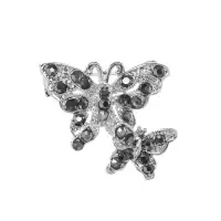 Брошь &laquo;Бабочки порхающие&raquo;, серая в серебре