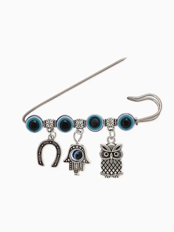 Булавка-оберег &laquo;Сова от сглаза&raquo;, 6 см, цвет синий в серебре