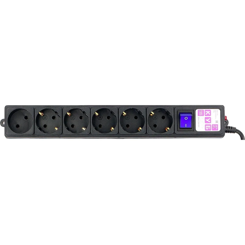 Сетевой фильтр Power Cube 6р/1,9м, 16А/3.5кВт,3x1,0, черн(SPG6-B1,9M)