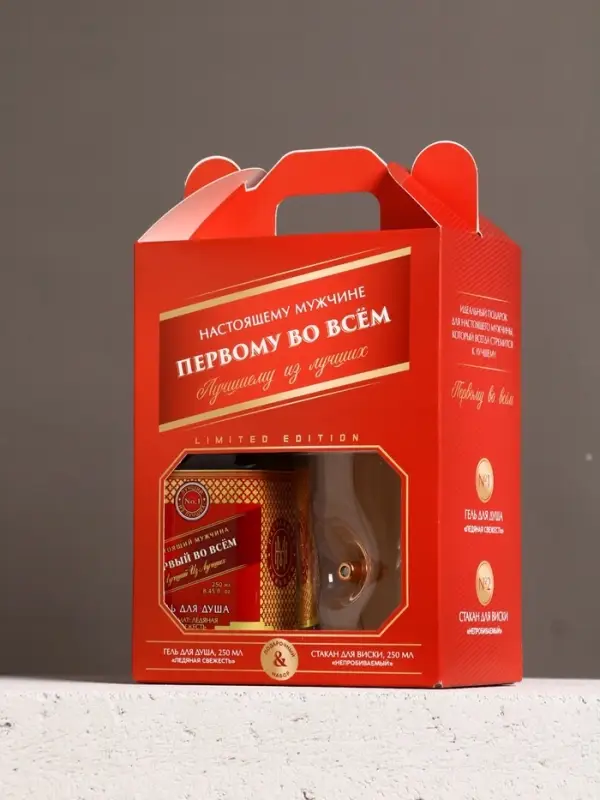 Набор Набор "Первому во всём", гель для душа виски и стакан с пулей