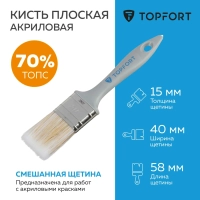 Кисть плоская акриловая Topfort 40x15