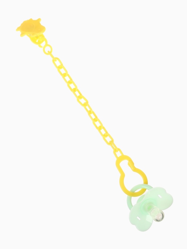 Пустышка классическая, с держателем, +0мес., цвет зеленый/желтый Пустышка классическая, с держателем, +0мес., цвет зеленый/желтый