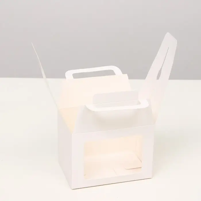 Коробка складная, с окном и ручкой, белая, 10×14×10 см Коробка складная, с окном и ручкой, белая, 10×14×10 см