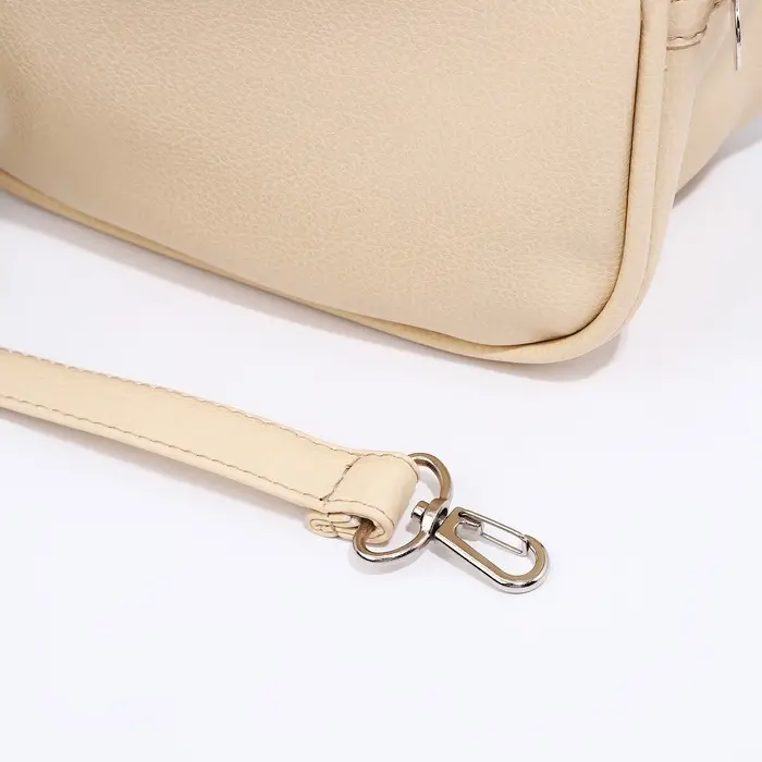 Сумка - мешок женская на молнии, 26&times;10&times;26 см, бежевая