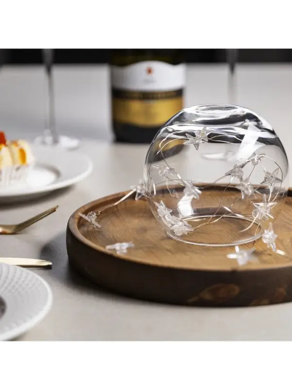 Гирлянда &laquo;Нить&raquo; 2 м, роса с насадками &laquo;Звезда&raquo;, IP20, серебристая нить, 20 LED, свечение тёплое белое, 2 режима, ААх2