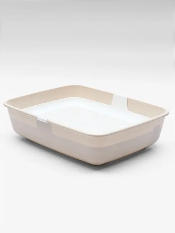 Лоток для кошек ALTA, 50&times;38&times;13.5 см, с сеткой, пластик, белый, бежевый