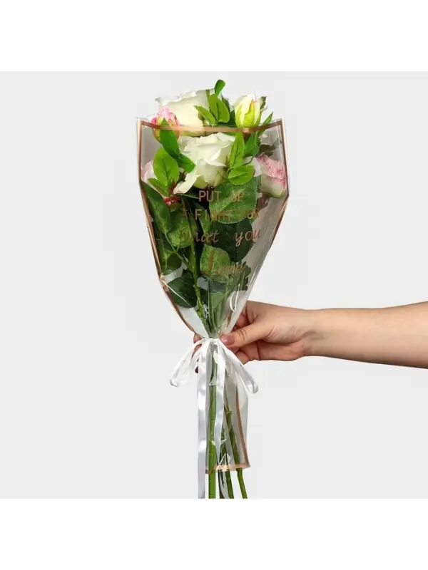 Пакет для цветов Love, белый, 28 х 9 х 43.5 см