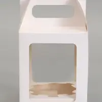 Кондитерская упаковка, коробка под кулич белая, с окном, 15&times;15&times;18 см