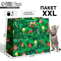 Пакет подарочный новогодний ламинированный &laquo;С Новым годом!&raquo;, XL 49&times;40&times;19 см