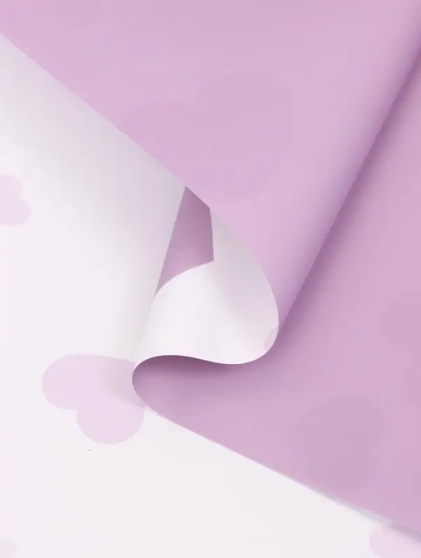 Пленка для цветов, &laquo;Сердца на белом&raquo;, сиреневый, 57&times;57 см