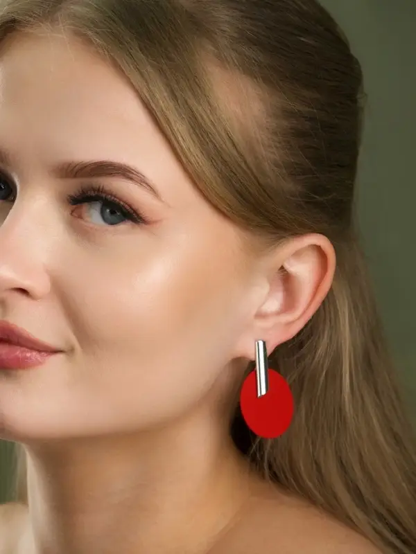 Серьги ассорти &laquo;Арт&raquo;, линии, красные в серебре