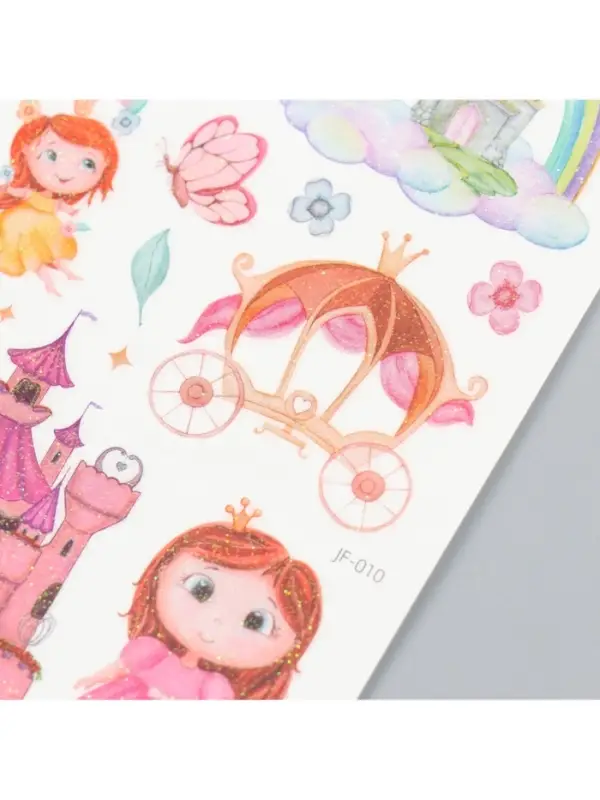 Переводные тату на тело цветные «Королевство принцесс», блёстки, 12×7.5 см