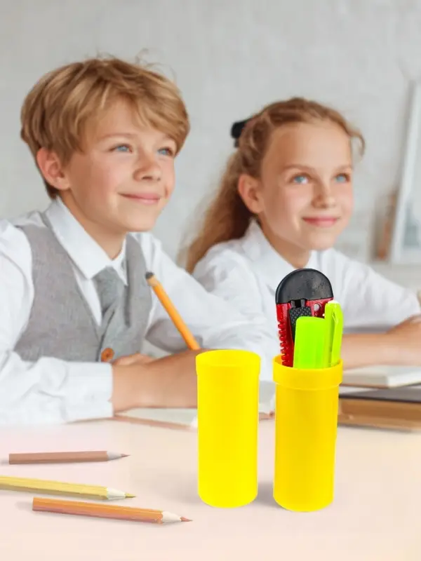 Пенал - тубус Calligrata, 40&times;195 мм, пластиковый, жёлтый