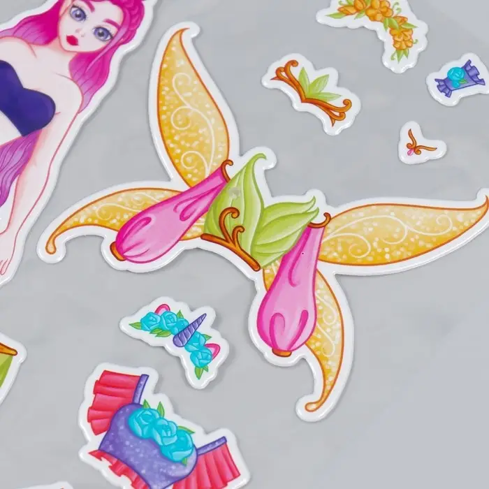 Наклейка-игра «Одень куклу. Эльф и единорог», для скрапбукинга, творчества, пластик, 15×20 см