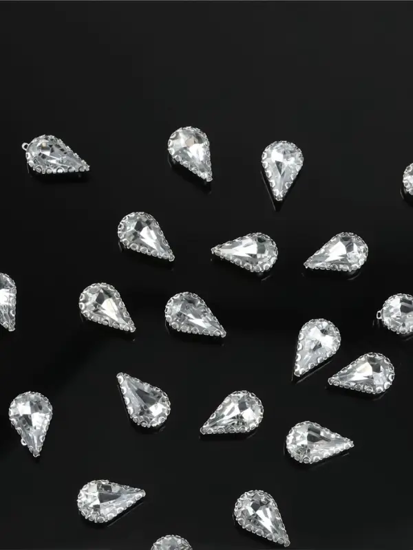 Стразы пришивные «Капля», в ажурной оправе, 8×13 мм, 20 шт., белые