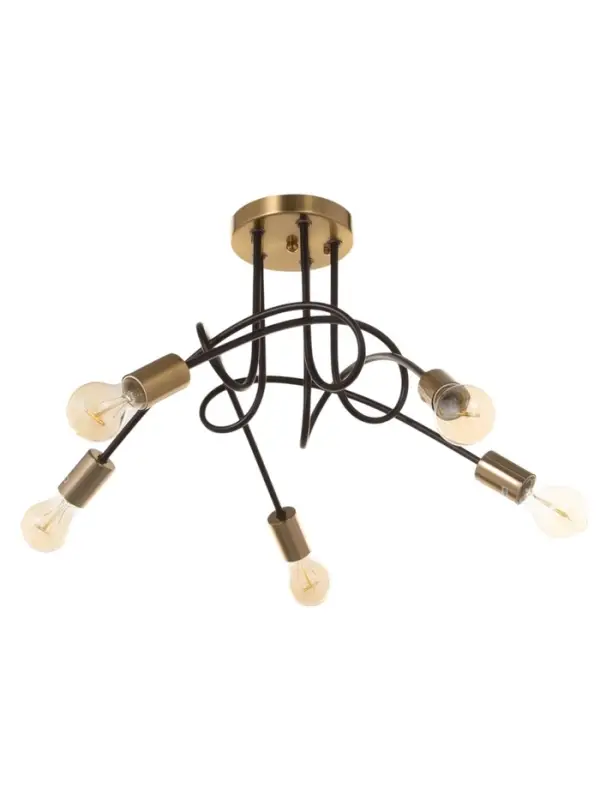 Люстра &laquo;Узел&raquo; 5&times;40 Вт Е27 черный/латунь 52&times;52&times;36 см
