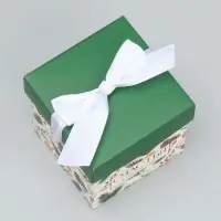 Коробка подарочная новогодняя складная «Новогодние ветки», 10 х 10 х 10 см