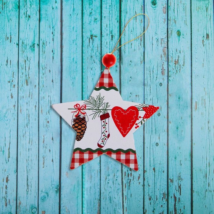 Подвеска новогодняя «Звезда», золотая нить Подвеска новогодняя «Звезда», золотая нить